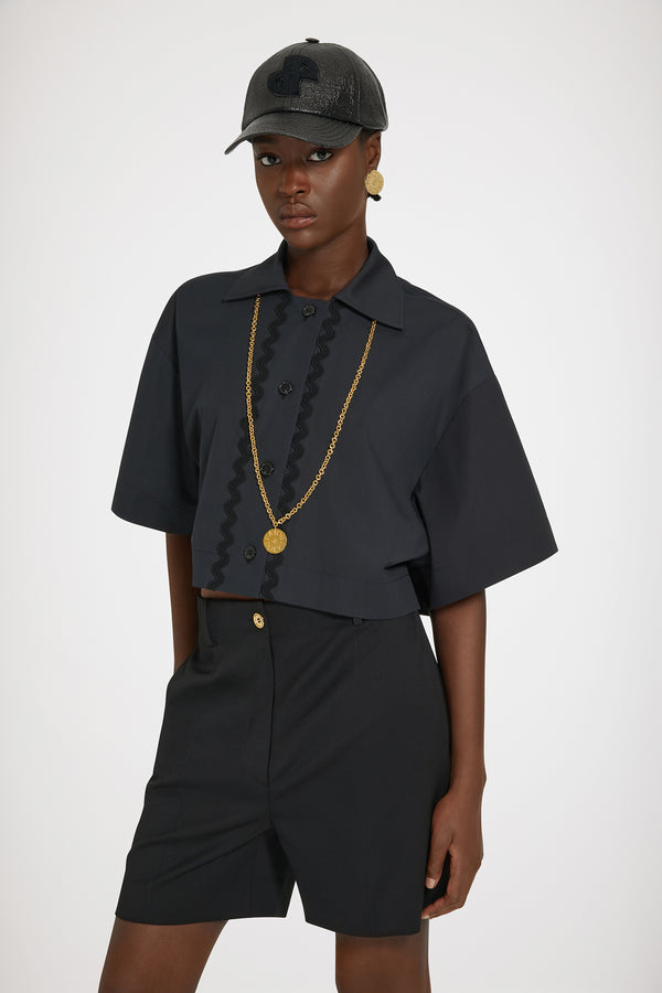 Patou - Wave cropped shirt in sustainable cotton