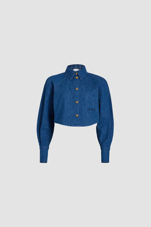 Cropped shirt in organic cotton denim