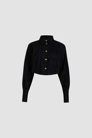 Camicia corta in misto lana ecosostenibile