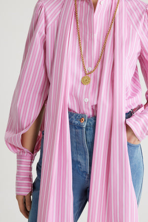 Camicia a lavallière in cotone sostenibile stampato
