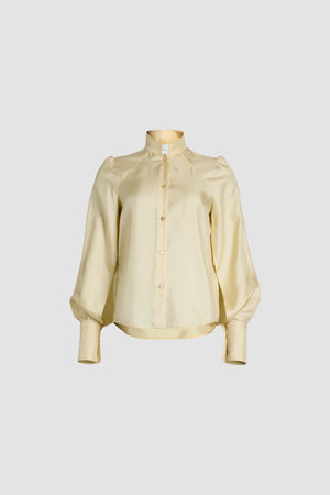 Chemise à col lavallière en soie bio