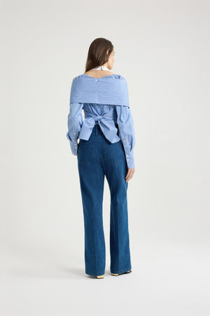 Wrap blouse in printed organic cotton poplin