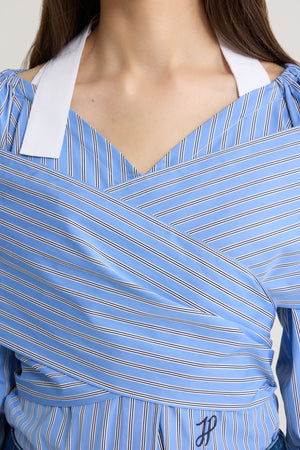Wrap blouse in printed organic cotton poplin