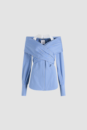 Wrap blouse in printed organic cotton poplin