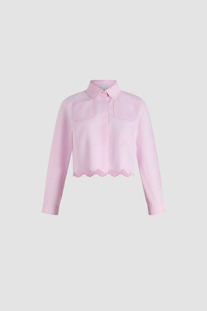 Camicia corta smerlata in popeline di cotone bio