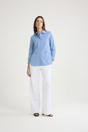 Camicia sartoriale in popeline di cotone bio stampato