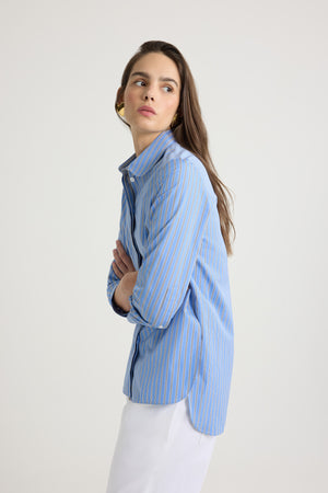 Camicia sartoriale in popeline di cotone bio stampato