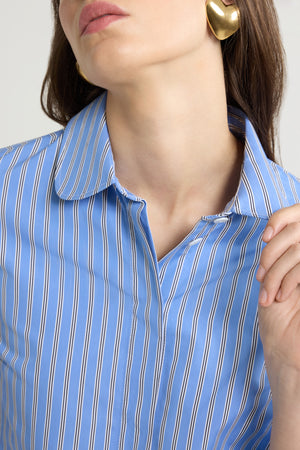 Camicia sartoriale in popeline di cotone bio stampato