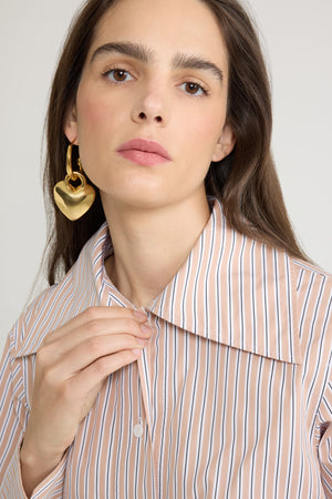 Camicia aderente in popeline di cotone bio stampato