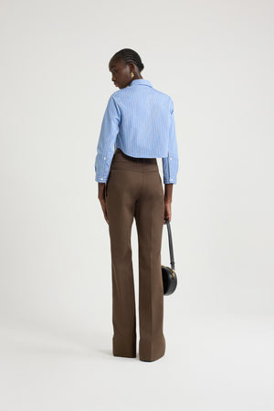 Cropped shirt in printed organic cotton poplin