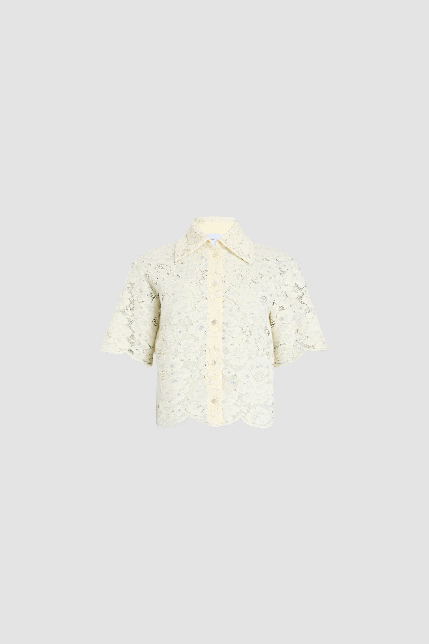 Patou - Camicia a maniche corte in misto cotone eco-responsabile - Lemonade - Camicia a maniche corte in misto cotone eco-responsabile gialla. Ricamo floreale. Colletto classico. Taglio aderente.