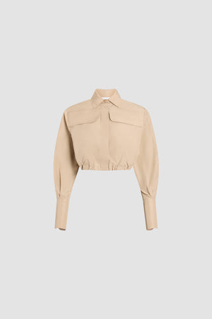 Camicia safari corta in faille riciclata