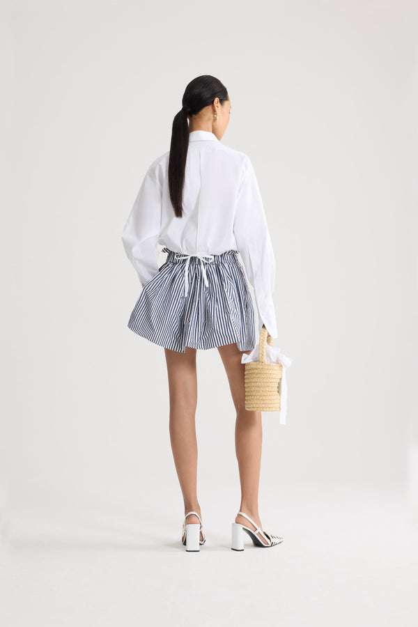 Patou - Organic Cotton Short Safari Shirt - White - White short safari shirt. Shirt collar. Two patch pockets. Drawstring at the waist.