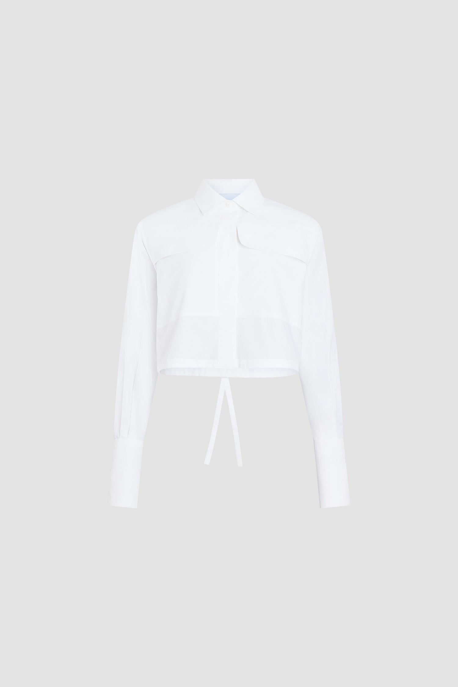 Patou - Kurzes Safarihemd aus Bio-Baumwolle - White - Weißes kurzes Safarihemd. Hemdkragen. Zwei aufgesetzte Taschen. Kordelzug an der Taille.