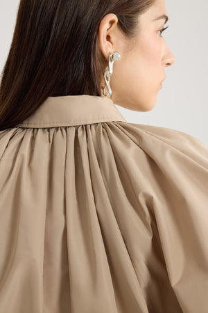 Recycled Faille Voluminous Short-Sleeved Blouse