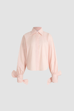 Bluse mit gebundenen Ärmeln aus Bio-Baumwolle