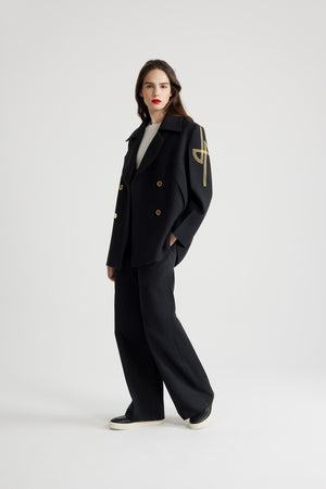 Caban oversize con logo ricamato