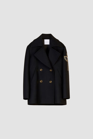 Caban oversize con logo ricamato