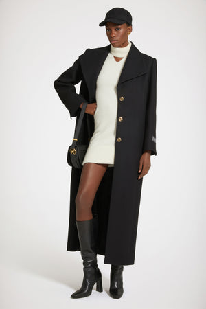 Long tailored coat in wool-blend felt
