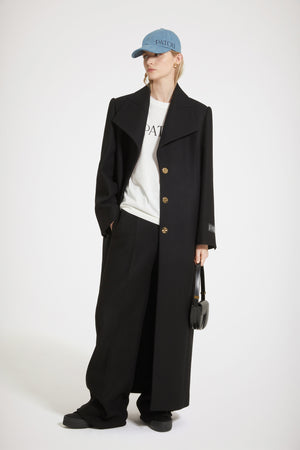 Long tailored coat in wool-blend felt