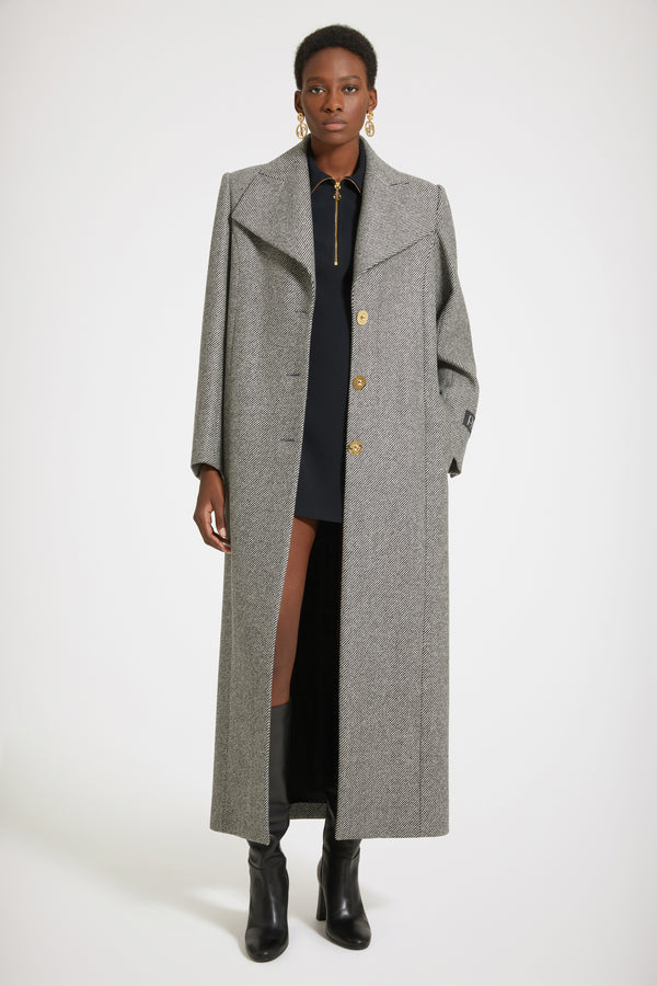 Patou - Long tailored coat in textured wool