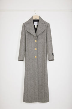 Long tailored coat in textured wool