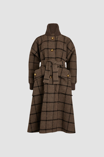 Plaid Vince Women Coat Trench Coat Vince Check Plaid Wool Coat