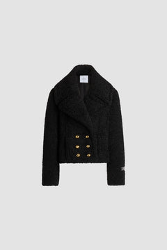 Manteau court croisé en fausse fourrure recyclée