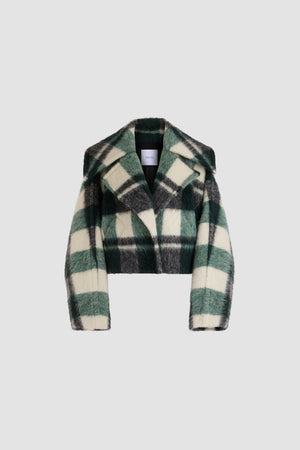 Short oversize coat in wool blend