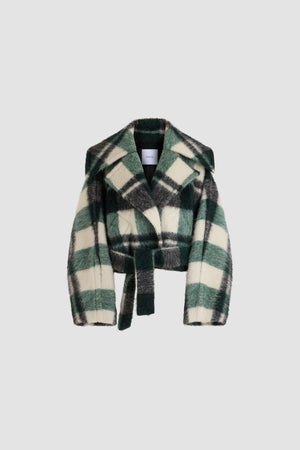 Short oversize coat in wool blend