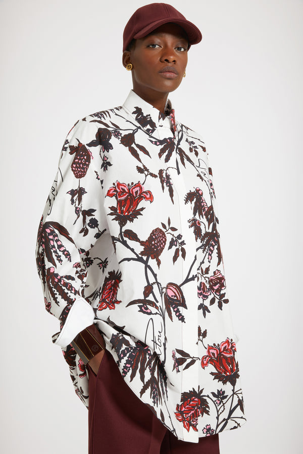 Patou - Mini shirt dress in printed organic cotton