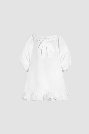 Ruffle hem dress in recycled faille