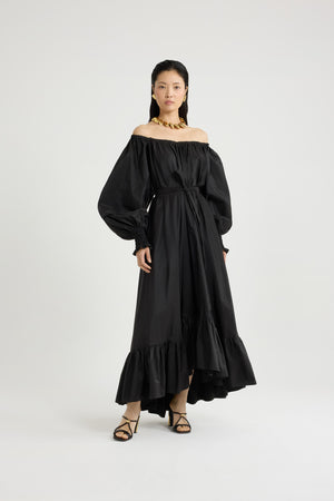 Maxi cocktail dress in recycled faille