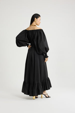 Maxi cocktail dress in recycled faille