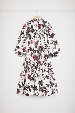 Smock collar maxi dress in printed organic cotton