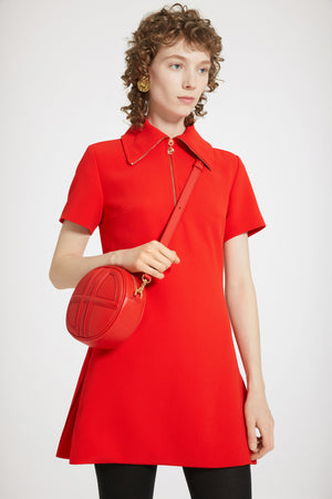 Skater mini dress in technical crepe