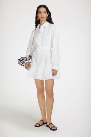 Ruffle mini shirt dress in sustainable cotton