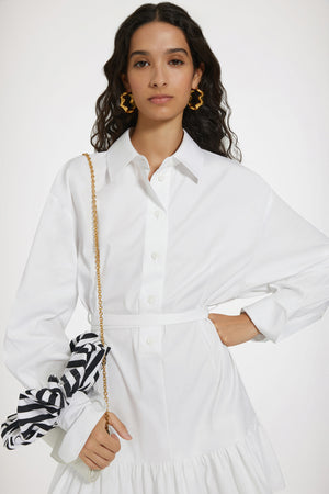 Ruffle mini shirt dress in sustainable cotton