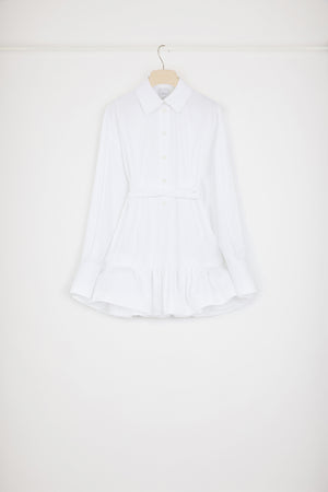 Ruffle mini shirt dress in sustainable cotton