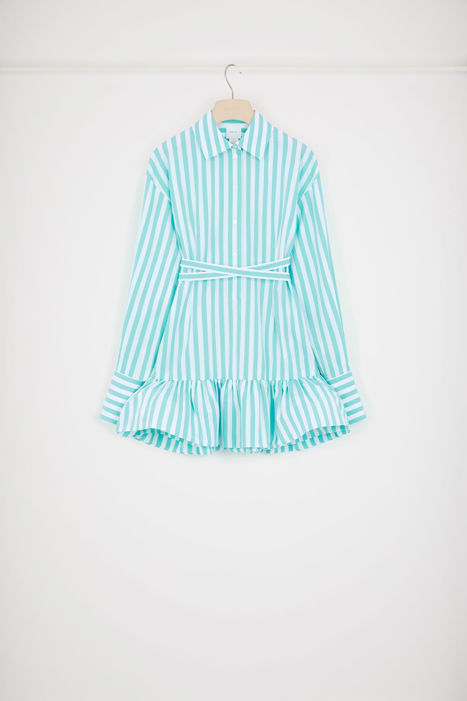 Patou | プリントコットン ラッフル ミニシャツドレス