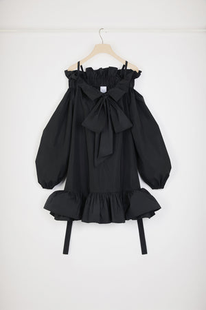 Vestito corto voluminoso in faille riciclato