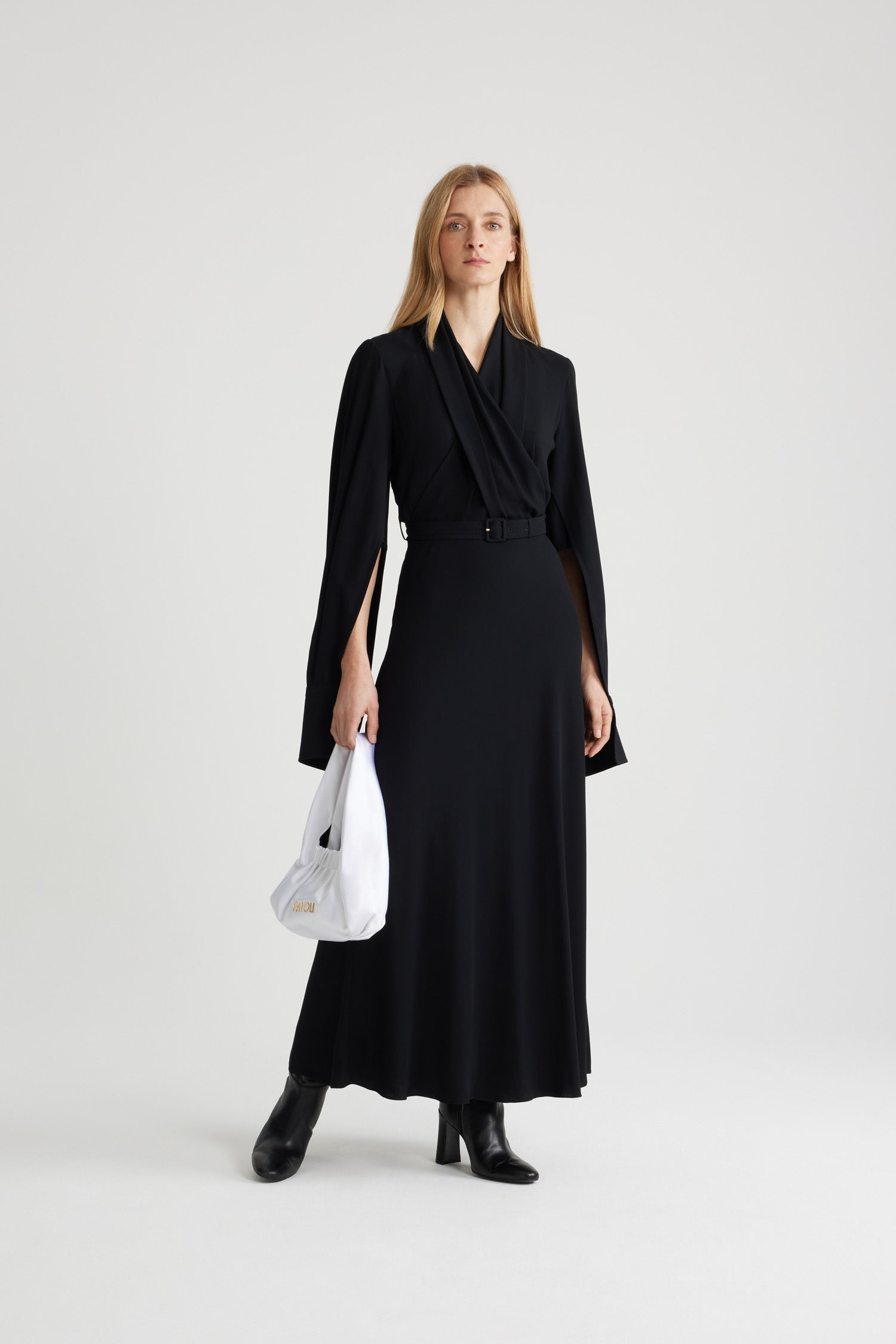 Patou | Wrap bodice maxi dress in sustainable crepe Patou | Wrap bodice maxi dress in sustainable crepe