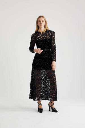 Robe longue en dentelle de coton bio