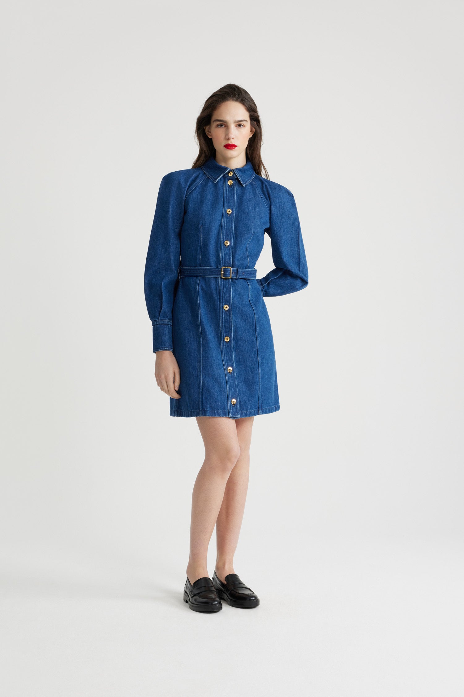 stonewash denim dress denim dress, Mid length dress, Stonewashed denim dress, Short sleeve denim dress