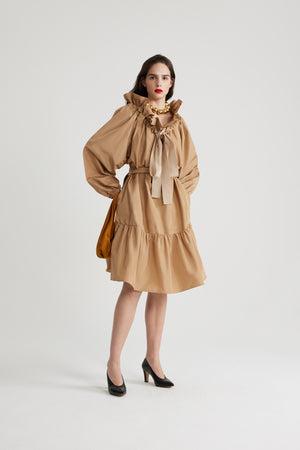 Iconic drawstring dress in recycled faille