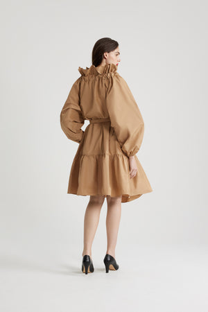 Iconic drawstring dress in recycled faille