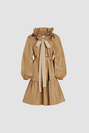 Iconic drawstring dress in recycled faille