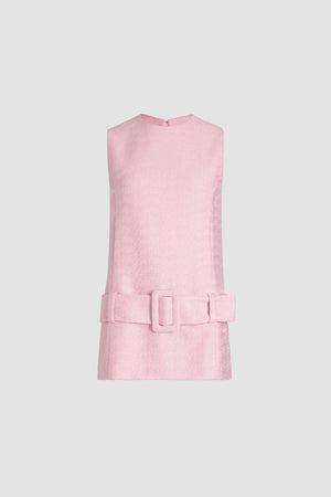 Vestito mini con cintura in tweed di cotone bio estivo