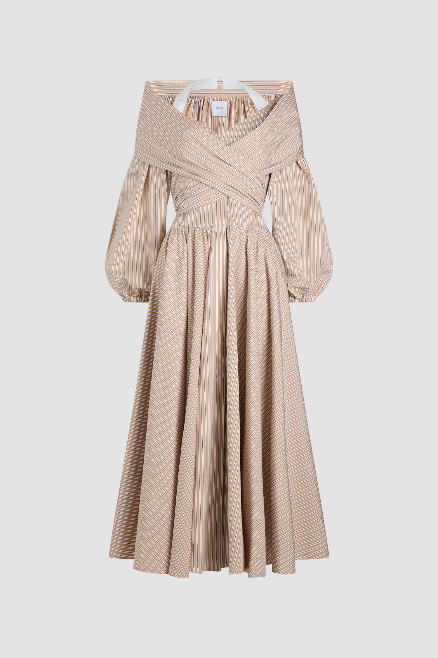 現行品コットンポプリン ミディドレス GANNI☆シャーリング コットンポプリン ミディドレス♪送料込