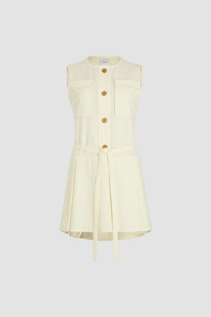 Vestito mini plissettato in lana tecnica ecosostenibile